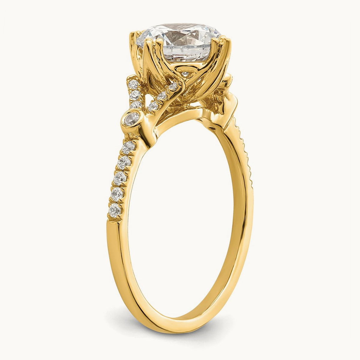 Gold Round Semi-Mount Engagement Ring — 1 1/2 ct, 7