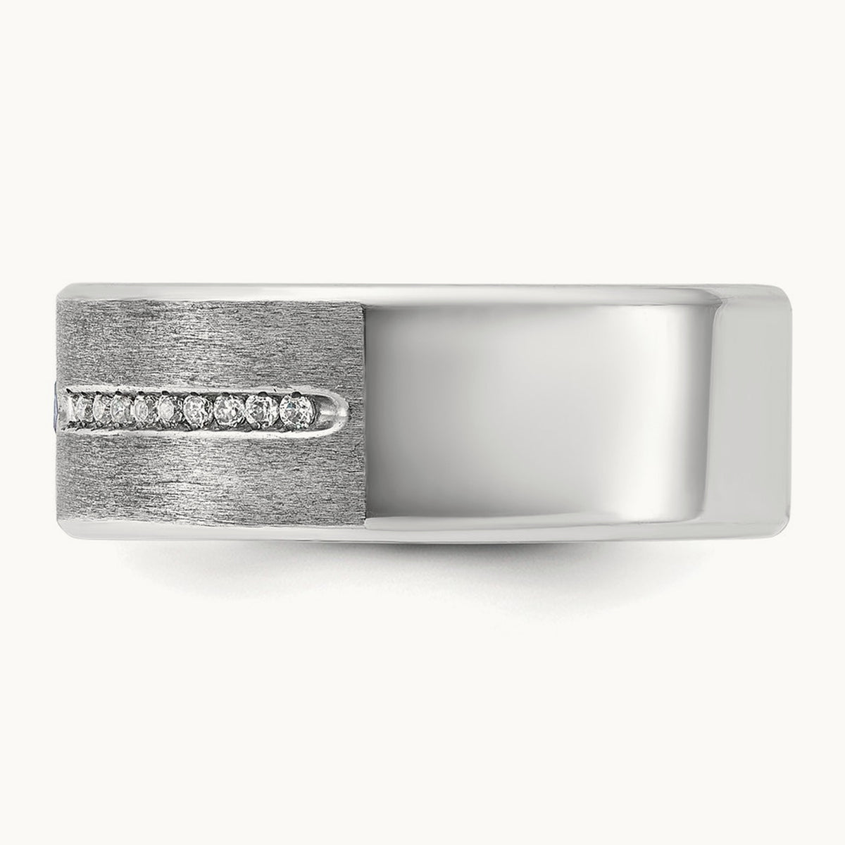 IBGoodman Men's Satin Cr. Sapphire Diamond Complete Ring, 14K White Gold