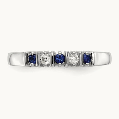 Diamond w/Sapphire Band, 14K White Gold