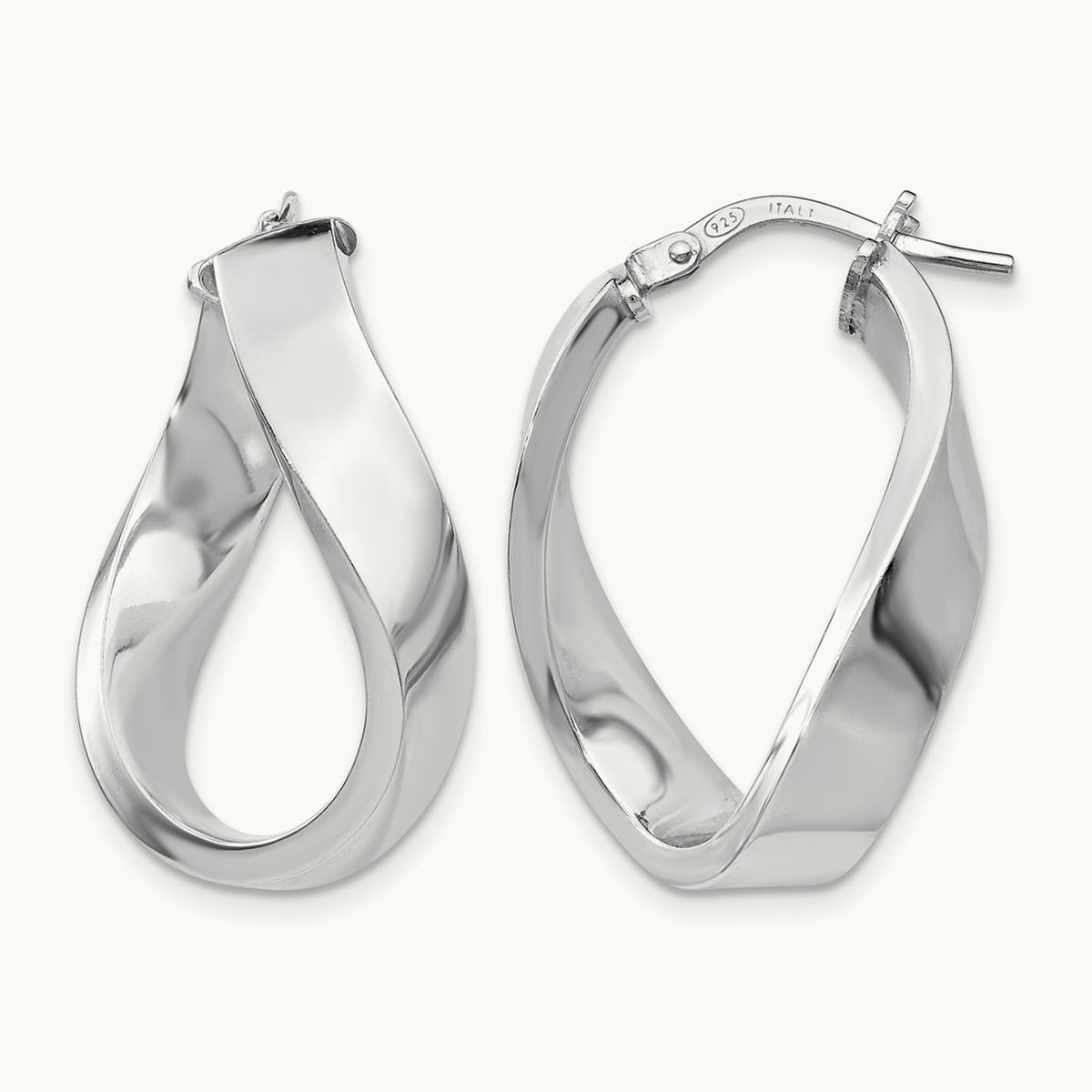RH-plated Polished Twisted Hoop Earrings, Sterling Silver — Leslie's