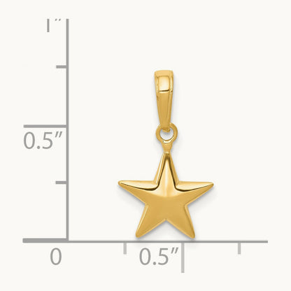 Small Polished 3-D Star Charm, 14K