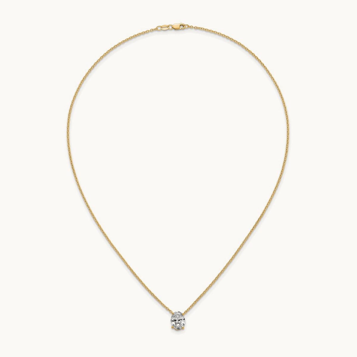 Oval Pendant Necklace, 0.25-4.00 ct tw Lab-Grown Diamond — 2 1/2 ct, 14K Yellow Gold