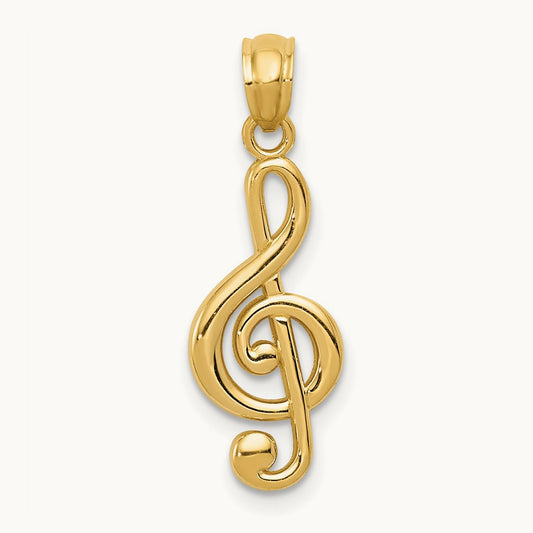 Polished Treble Clef Pendant — 21.25mm