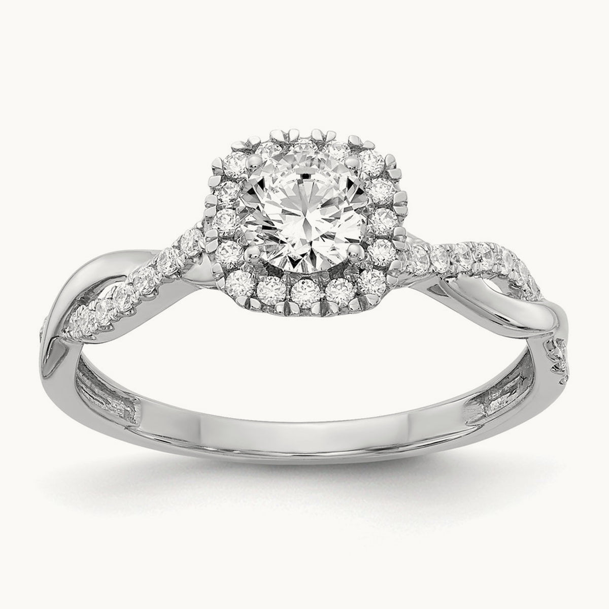 Round Halo Engagement Ring, 0.50 ct tw Lab-Grown Diamond