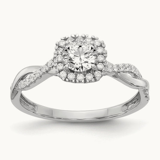 Round Halo Engagement Ring, 0.50 ct tw Lab-Grown Diamond