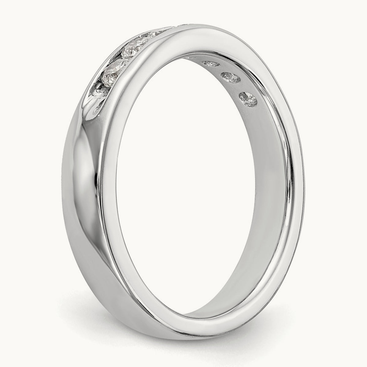 7-Stone Diamond Channel Band, 14K White Gold