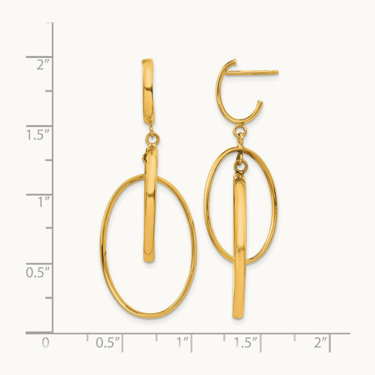 Polished Post Dangle Earrings, 14K — Leslie's