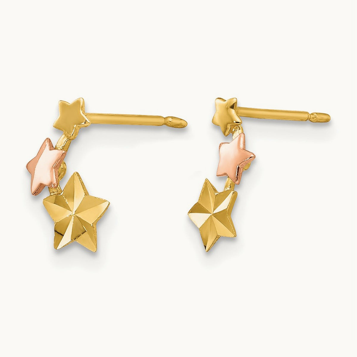 & Rose Gold Madi K D/C Children's Star Post Earrings, 14K Yellow