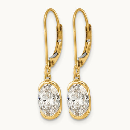 Oval Leverback Earrings, 2.00 ct tw Lab-Grown Diamond