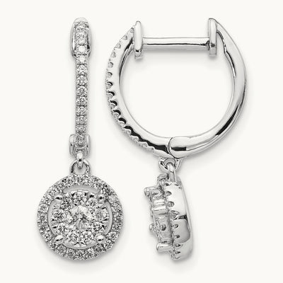 Halo Hinged Hoop Earrings, 0.50 ct tw Lab-Grown Diamond
