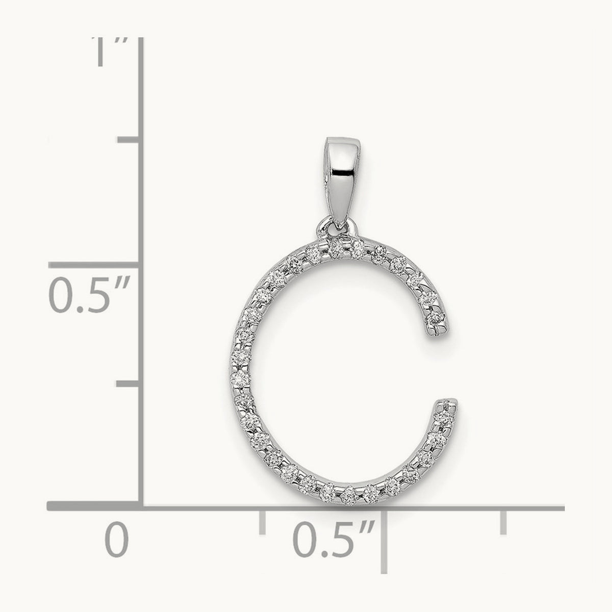 Diamond Letter C Initial Pendant, 14K White Gold