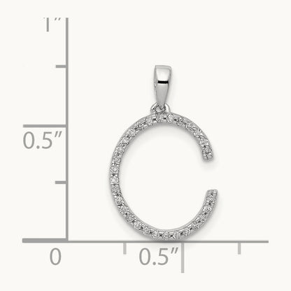 Diamond Letter C Initial Pendant, 14K White Gold