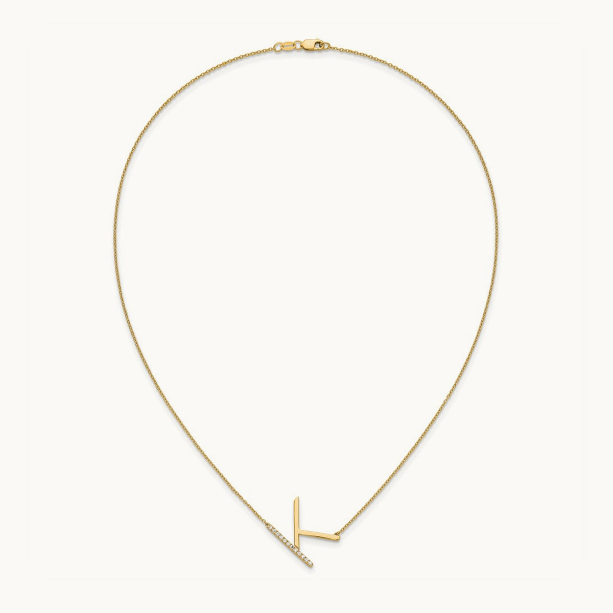 Sideways Diamond Necklace — 14K Yellow Gold, K