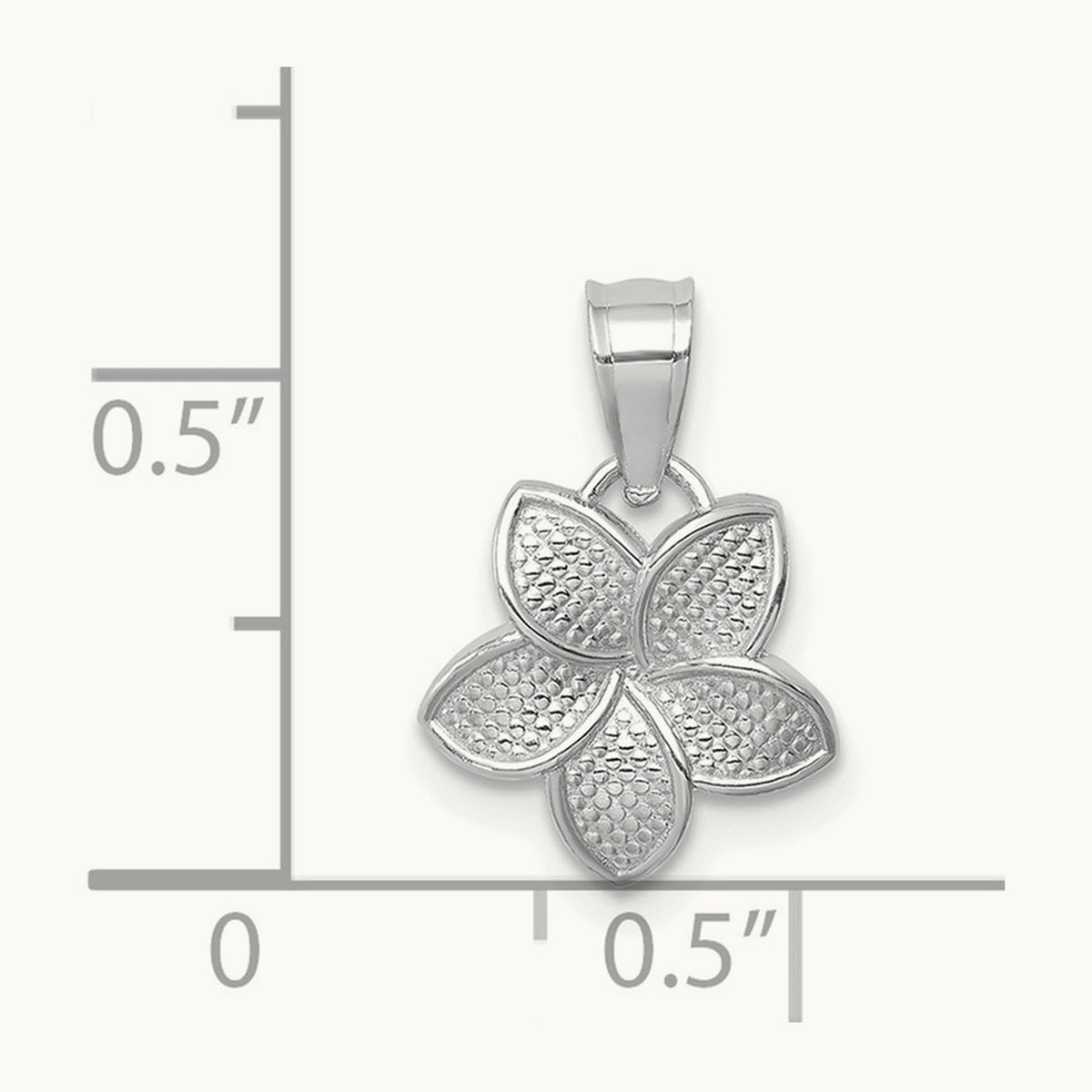 Polished Mini Plumeria Pendant — 14K White Gold