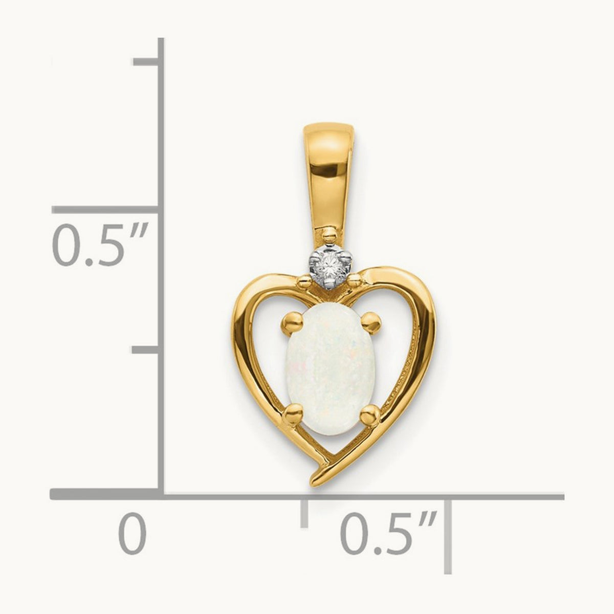 Opal and Diamond Heart Pendant — 14K Yellow Gold