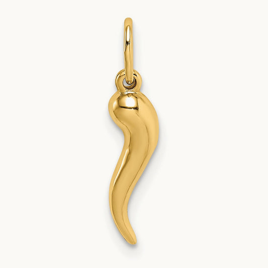 Hollow Italian Horn Pendant, 14K