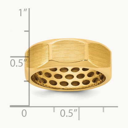 IB Goodman Men's Satin Octagonal Ring, 7.7mm, 14K Gold — 14K Yellow Gold