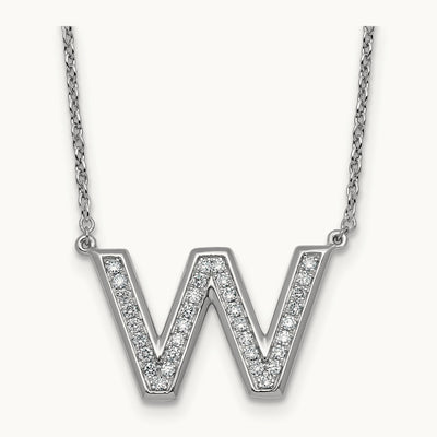Initial W Necklace, 0.25 ct tw Lab-Grown Diamond
