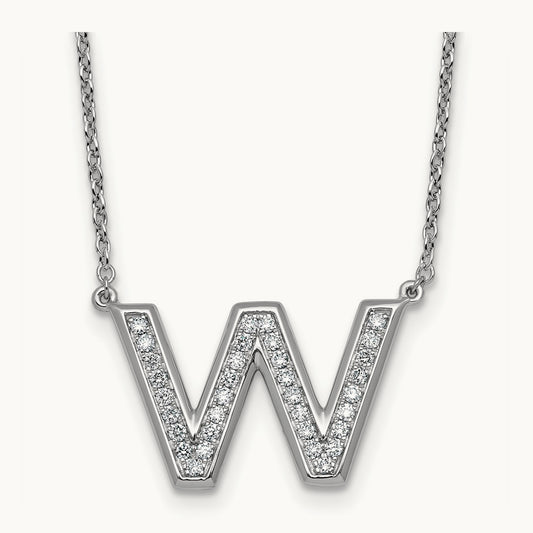 Initial W Necklace, 0.25 ct tw Lab-Grown Diamond