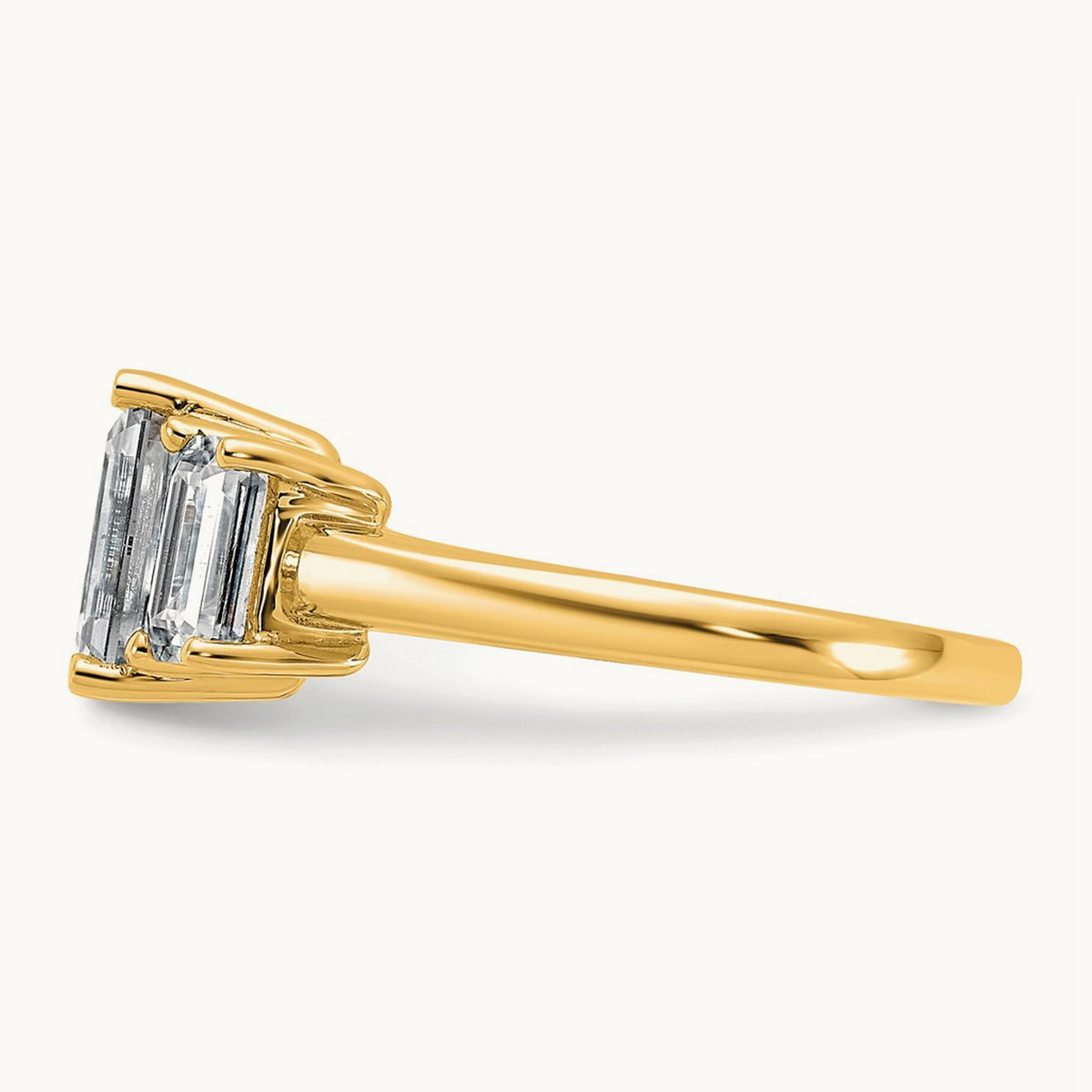 Emerald 3 Stone Engagement Ring, 1.50-4.25 ct tw Lab-Grown Diamond — 1 1/2 ct, 14K Yellow Gold