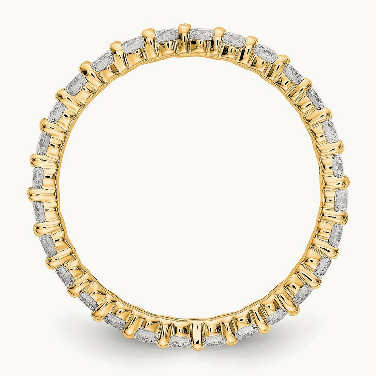 Polished Shared Prong Diamond Eternity Band — 14K Yellow Gold, 1.036 ct, 7