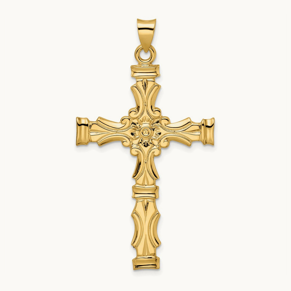 Polished Solid Fancy Design Cross Pendant — 52.42mm