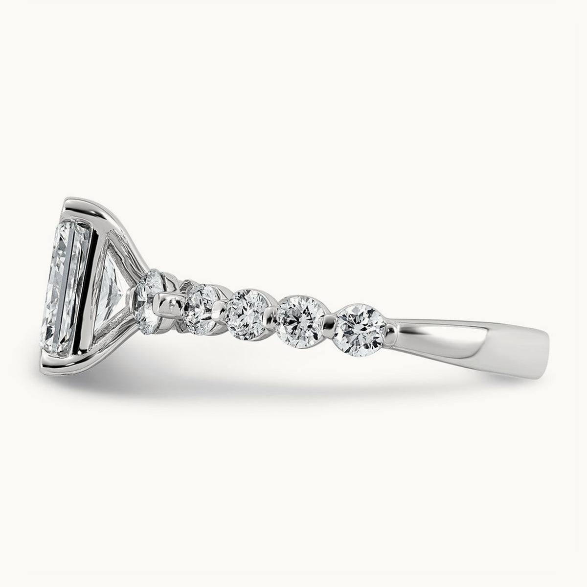 . Radiant Center with Round Sides Ring, 2 1/3-5 ct Lab-Grown Diamond