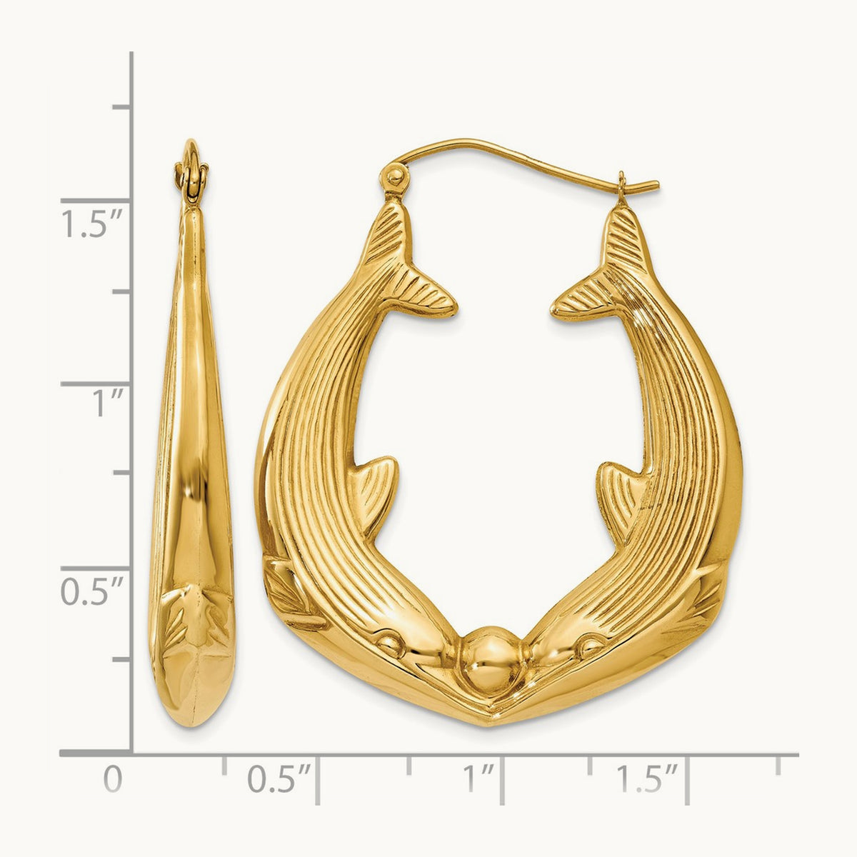 Polished Dolphin Hoop Earrings — 32.75mm