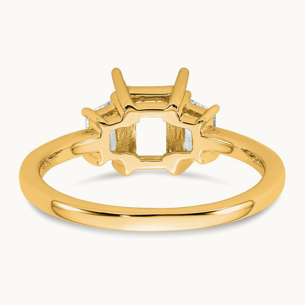Trapezoid Radiant Semi-Mount Engagement Ring — 14K Yellow Gold, 3/8 ct, 7