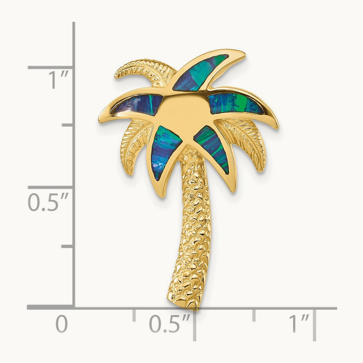 Lab Created Opal Palm Tree Slide, 14K