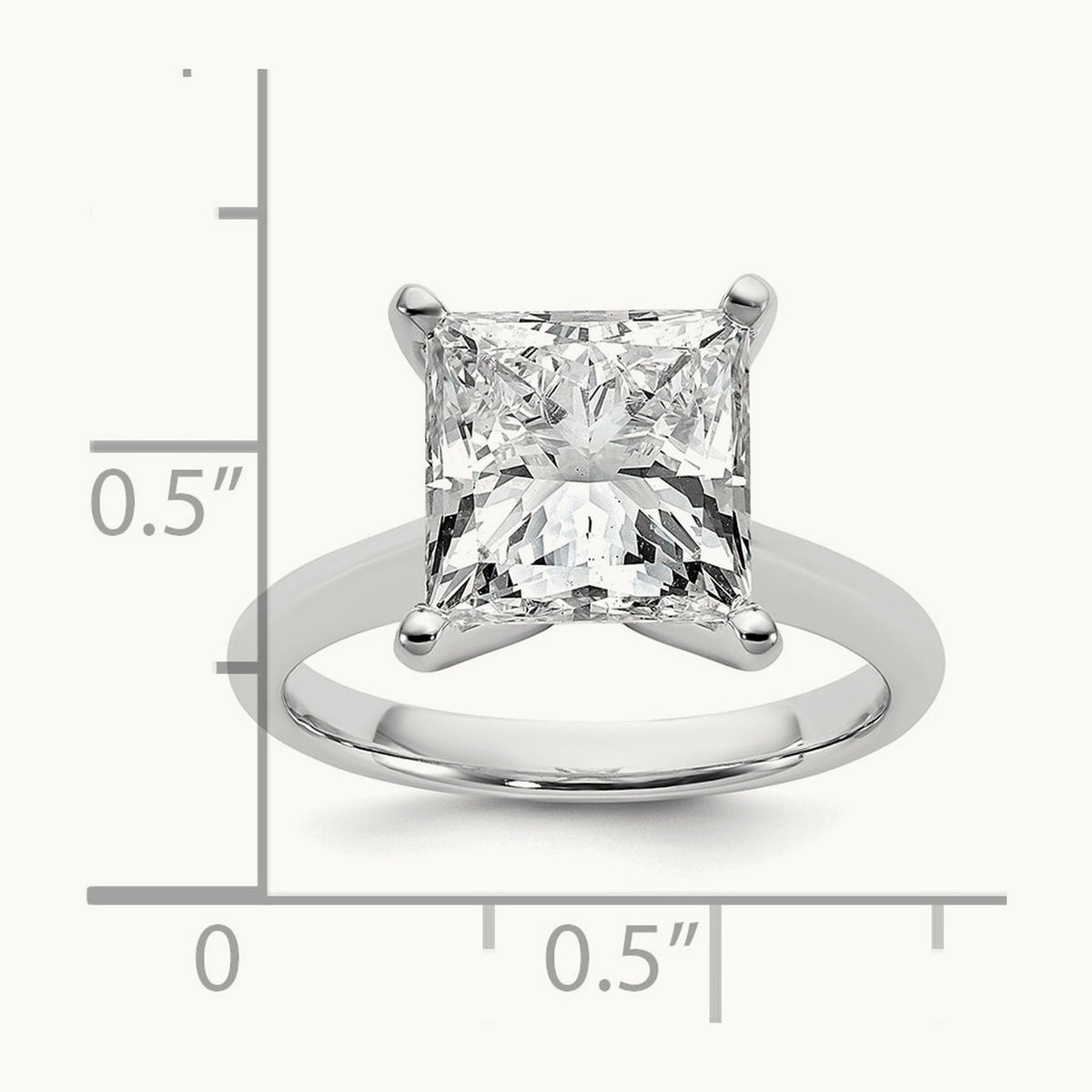 Princess 8X Ring, 5.00 ct tw Lab-Grown Diamond — 14K White Gold