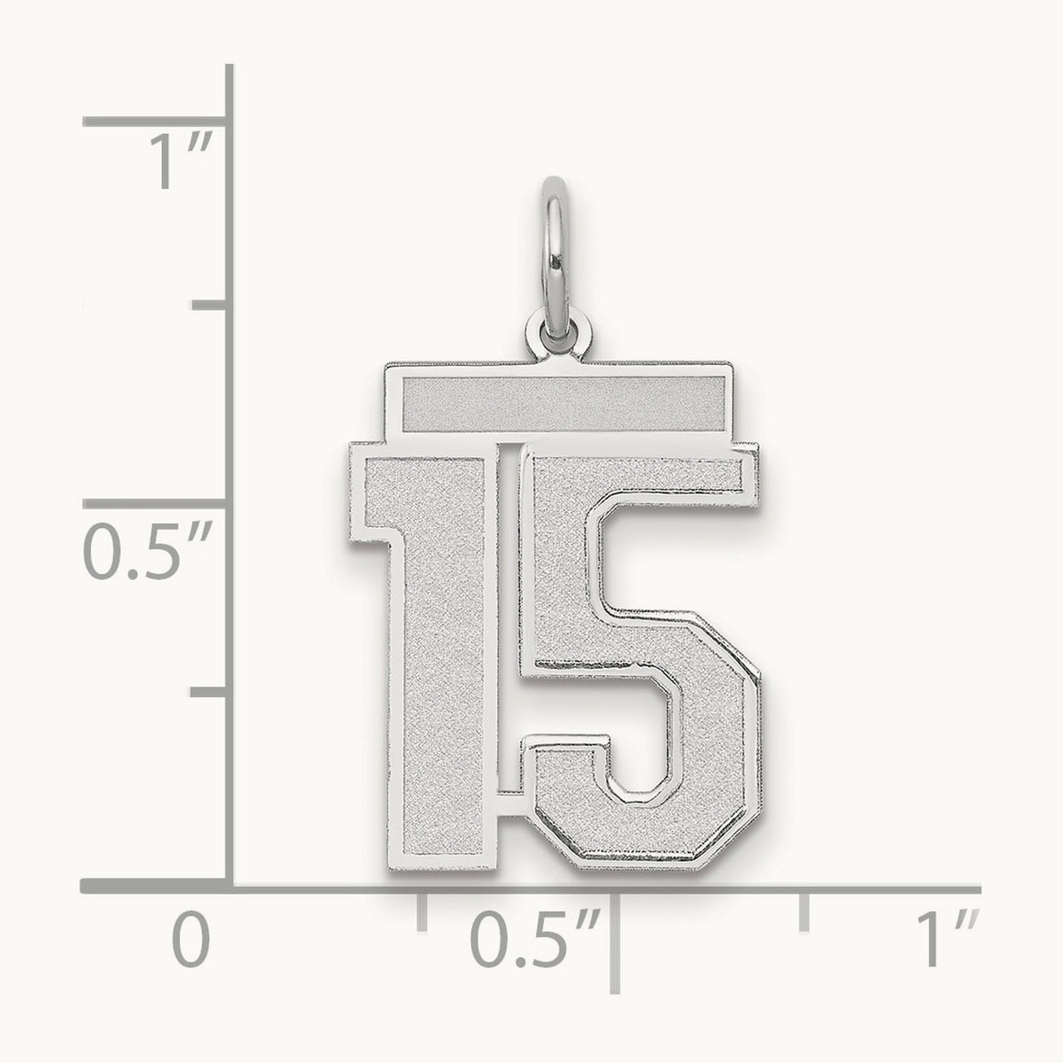 Medium Satin Number 15 Charm — 14K White Gold