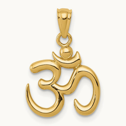Polished Om Symbol Pendant, 14K Gold