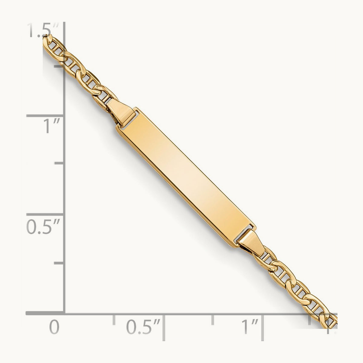 Semi-Solid Polished Anchor ID Bracelet, 14K