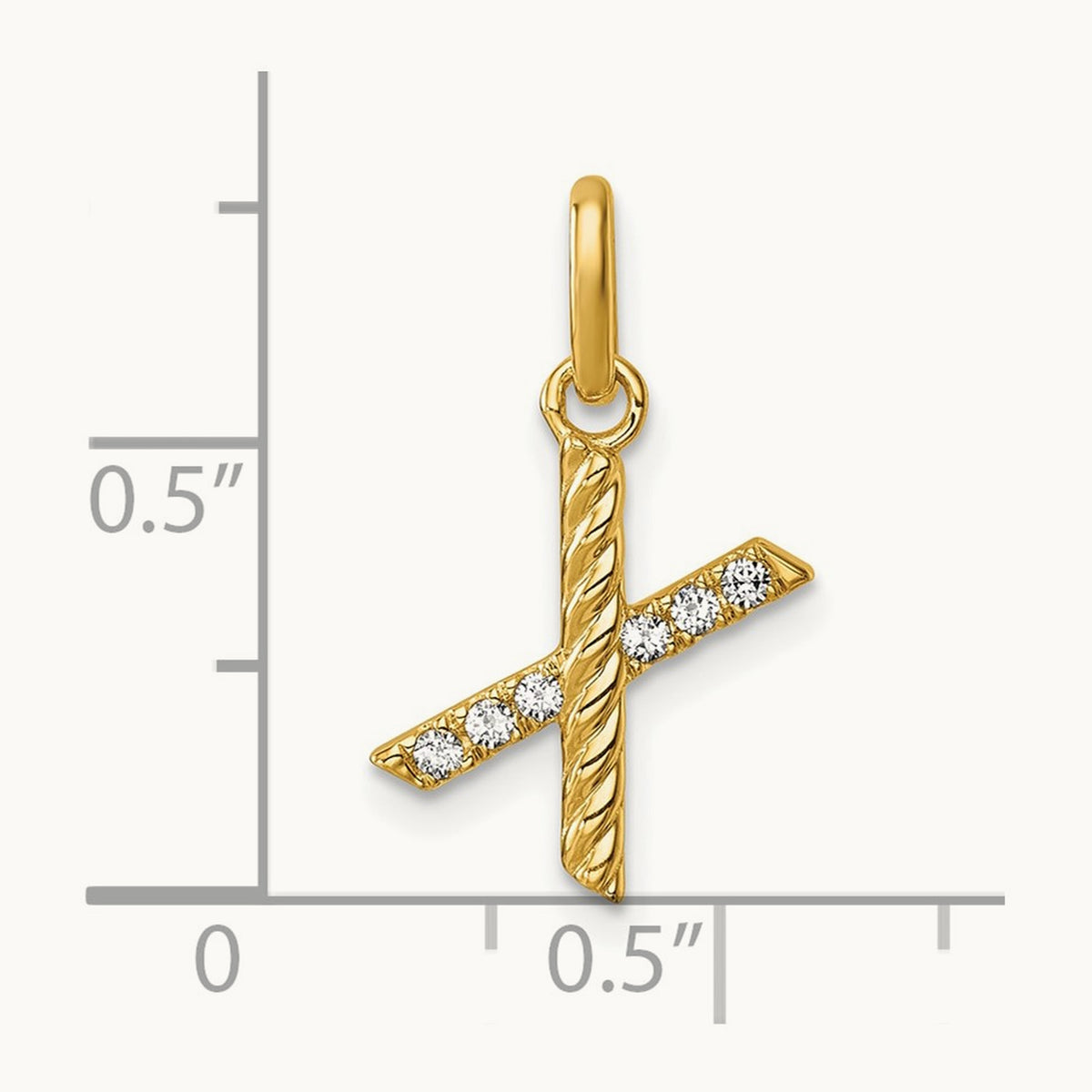 Twisted Diamond Charm — 14K Yellow Gold, X