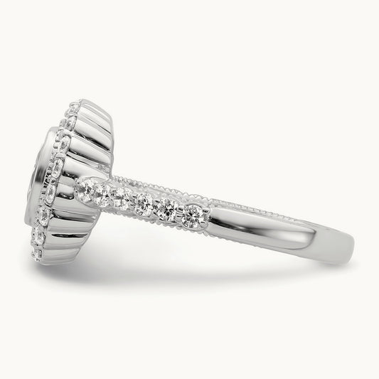 Halo Oval Bezel Semi-Mount Ring — 1/2 ct, 7
