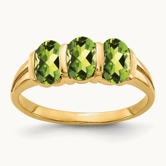 6x4mm Oval Peridot ring, 14K