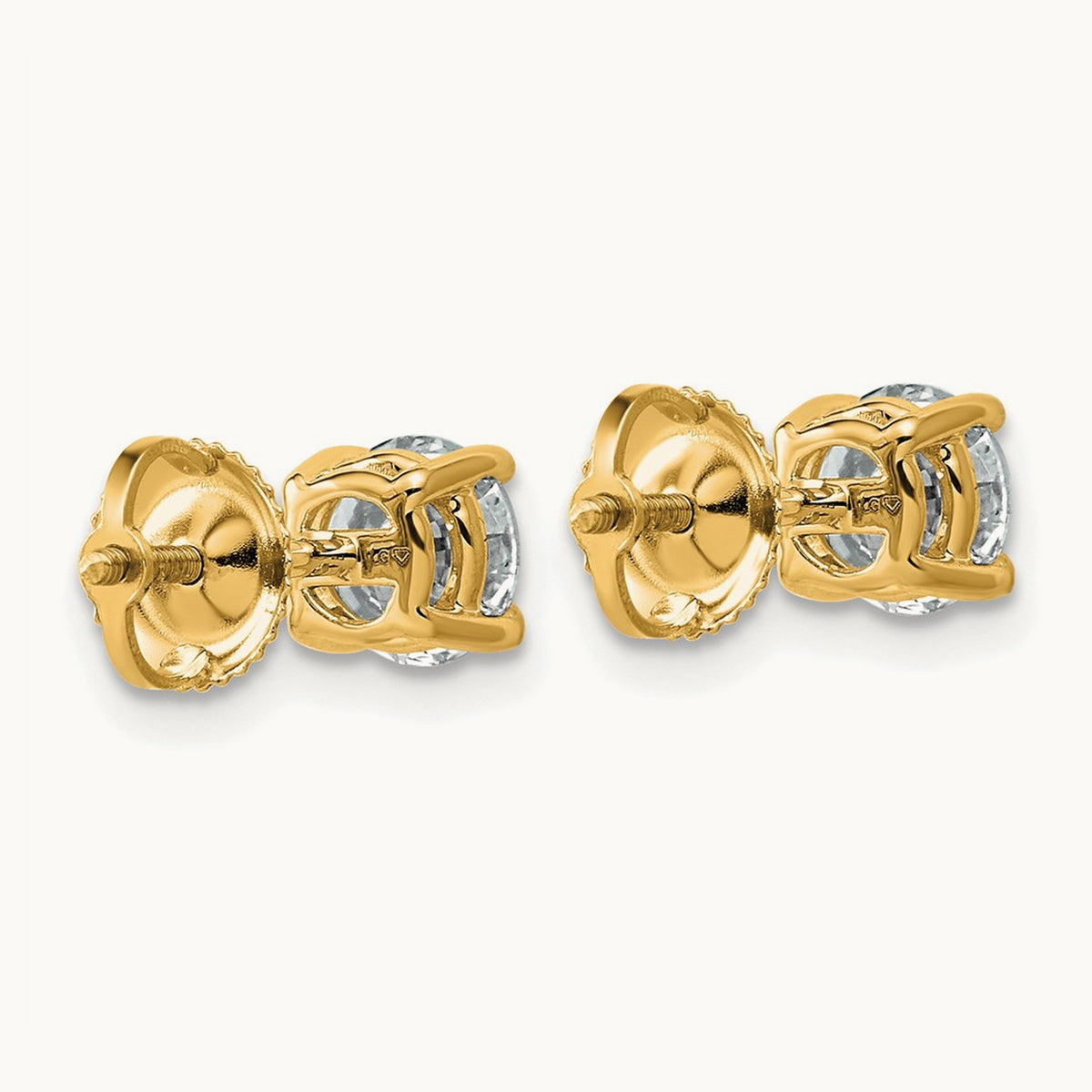 Lightweight Screwback Earrings, 0.25-4.00 ct tw Lab-Grown Diamond — 1 1/2 ct, 14K Yellow Gold