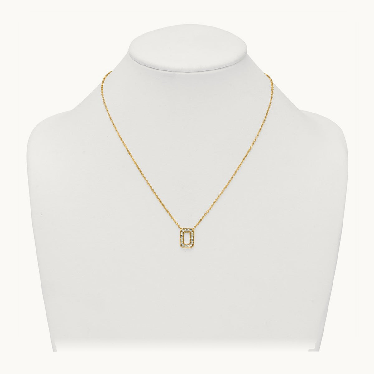 Initial Necklace — 14K Yellow Gold, O, 1/3 ct