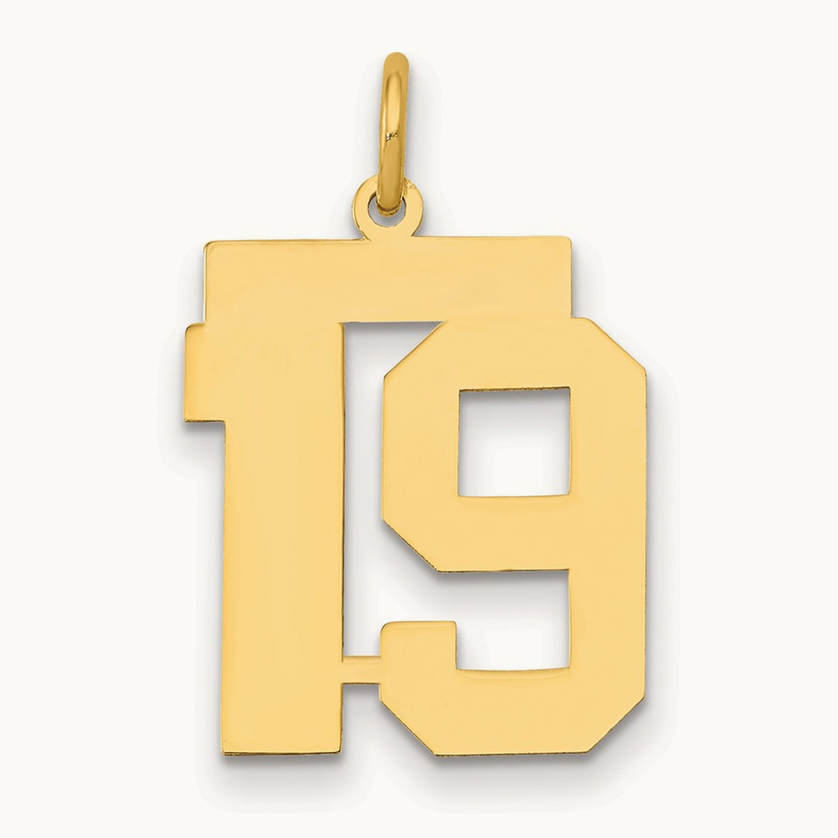 Medium Polished Number 19 Charm, 14K