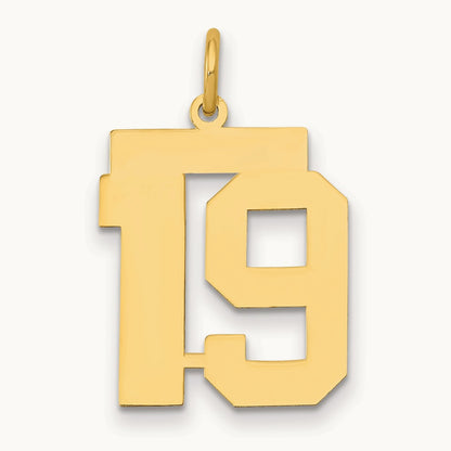 Medium Polished Number 19 Charm, 14K