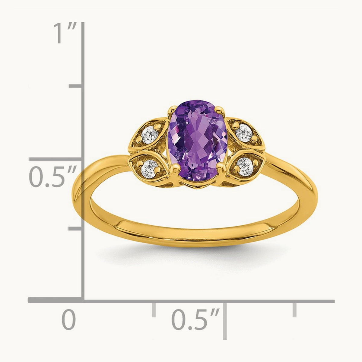 Amethyst and Diamond Ring — 14K Yellow Gold, 7