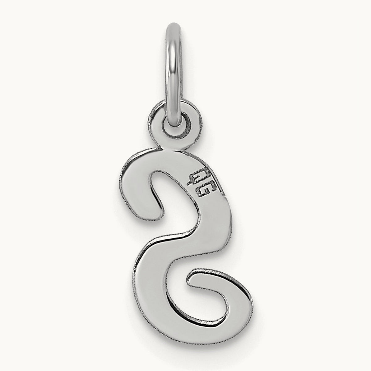 Small Script Letter S Initial Charm, 14K White Gold