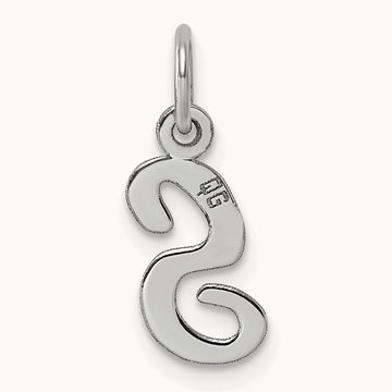 Small Script Letter S Initial Charm, 14K White Gold