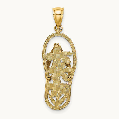Multi Color Enamel Flower Flip-Flop Charm, 14K