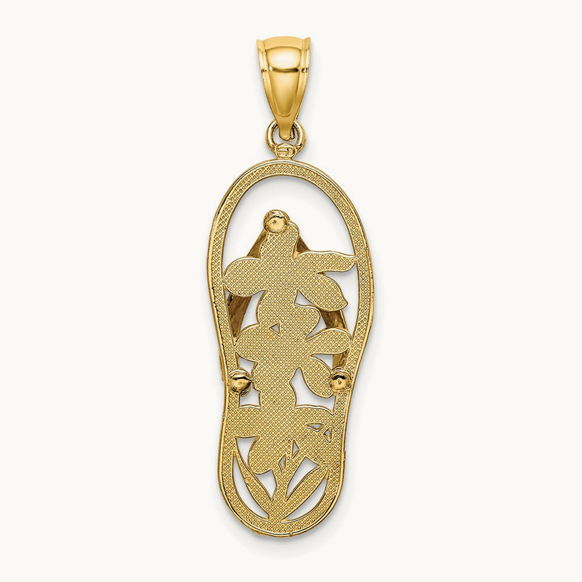 Multi Color Enamel Flower Flip-Flop Charm, 14K