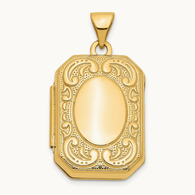 Fancy Rectangle Locket, 14K Yellow Gold