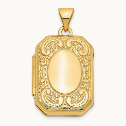 Fancy Rectangle Locket, 14K Yellow Gold