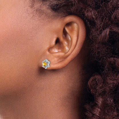 Citrine and Diamond Post Earrings — photo set