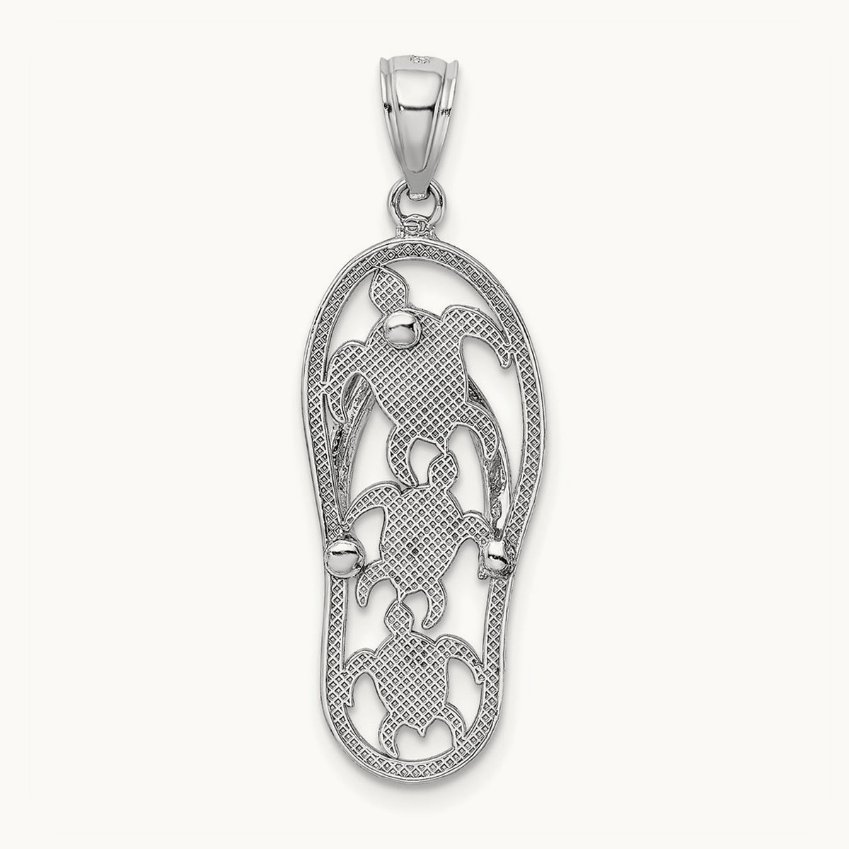 Triple Turtle Flip-Flop Charm — 14K White Gold